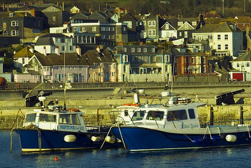 boats in the harbour at Lyme Regis