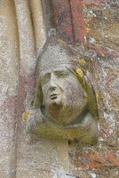 Fanciful drip-stop on a chancel window