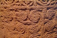 Detail of the intricate carving on the font, which was lost for many years until it was found in a farmyard, where it was serving as a trough.