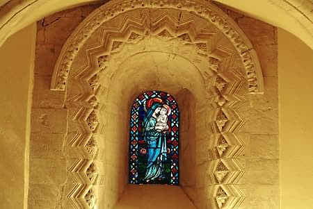 Norman east window, Elkstone