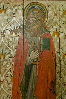 Another saint. Here you can see how the face of the saint has been scratched out.