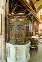 The beautifully crafted Jacobean pulpit