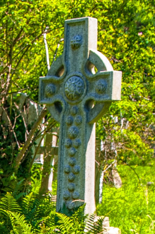 Victorian gravestone in the shape of a Celtic cross