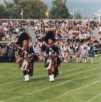 bagpipe players, Braemar, Highlands
