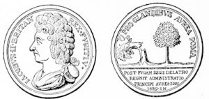 A medal commemorating the flight of James II the breaking of the oak and the flourishing of the orange tree