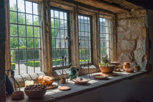 17th century mullioned windows in the kitchen