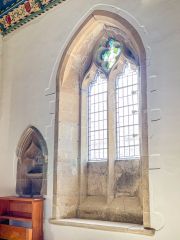 14th-century window, sedilia, and piscina